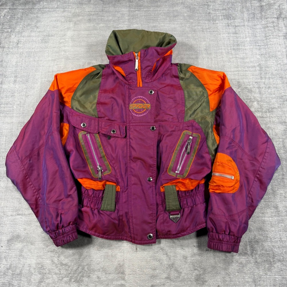 Spyder Jacket Womens 12 Purple Orange Vintage 90s Colorblock Ski Thinsulate
